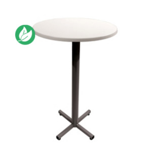 Table mange-debout Coffee H.115cm plateau rond 70cm Blanc – Pied central Aluminium