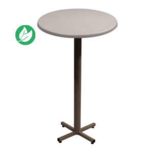 Table mange-debout Coffee H.115cm plateau rond 70cm Gris – Pied central Aluminium