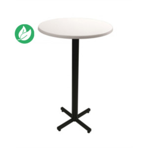 Table mange-debout Coffee ronde Ø.70 x H.115 cm - Plateau Blanc – Pied central Noir Table mange-debout Coffee ronde Ø.70 x H.115 cm - Plateau Blanc – Pied central Noir
