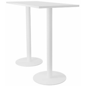 Table mange-debout plateau rectangle - gamme ARCHE - L.140 x P.60 x H. 106 cm - plateau Blanc - pied Blanc Table mange-debout plateau rectangle - gamme ARCHE - L.140 x P.60 x H. 106 cm - plateau Blanc - pied Blanc