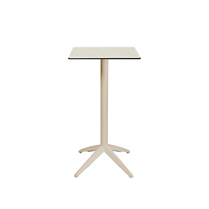 Table mange-debout Quatro carrée ht 110 cm - Usage extérieur - Plateau basculant en polypropylène, 60 x 60 cm - Blanc Table mange-debout Quatro carrée ht 110 cm - Usage extérieur - Plateau basculant en polypropylène, 60 x 60 cm - Blanc