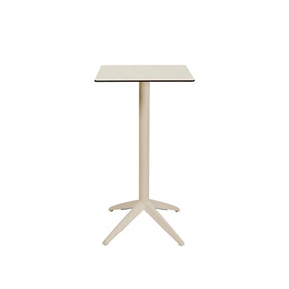 Table mange-debout Quatro carrée ht 110 cm - Usage extérieur -  Plateau basculant en polypropylène, 60 x 60 cm - Blanc - 1