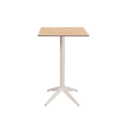 Table mange-debout Quatro carrée ht 110 cm - Usage extérieur - Plateau basculant en polypropylène, 60 x 60 cm - Chêne