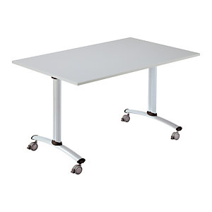 Table mobile à plateau basculant Droit - L. 120 x P. 80 cm - Plateau Gris - pieds Gris