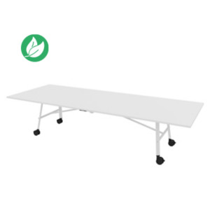 Table mobile plateau rabattable Serenity 320 x 120 cm Blanc – Pied Blanc