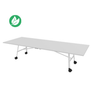 Table mobile plateau rabattable Serenity 320 x 120 cm Gris – Pied Blanc