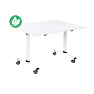 Table mobile rabattable - L.120 x P.80 cm - Plateau Blanc - Pieds Blanc Table mobile rabattable - L.120 x P.80 cm - Plateau Blanc - Pieds Blanc