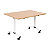 Table mobile rabattable - L.120 x P.80 cm - Plateau Chêne - Pieds Blanc - 1