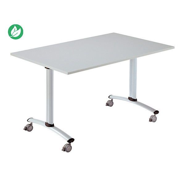 Table mobile rabattable - L.120 x P.80 cm - Plateau Gris - Pieds Aluminium - 1