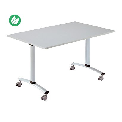 Table mobile rabattable - L.120 x P.80 cm - Plateau Gris - Pieds Aluminium - 1