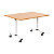 Table mobile rabattable - L.120 x P.80 cm - Plateau Hêtre - Pieds Blanc - 1