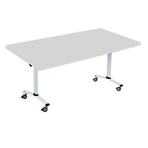 Table mobile rabattable - L.140 x P.80 cm - Plateau Gris - Pieds Aluminium