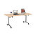 Table mobile rabattable - L.160 x P.80 cm - Plateau Chêne - Pieds Aluminium - 4