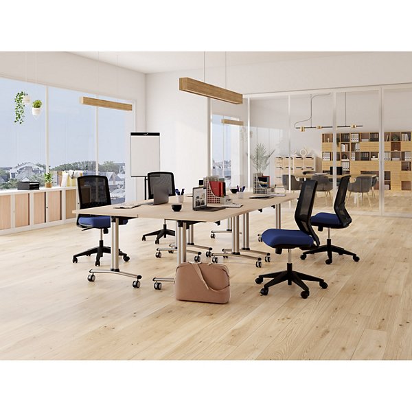 Table mobile rabattable - L.160 x P.80 cm - Plateau Chêne - Pieds Aluminium - 3