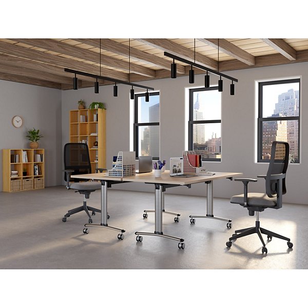 Table mobile rabattable - L.160 x P.80 cm - Plateau Chêne - Pieds Aluminium - 5
