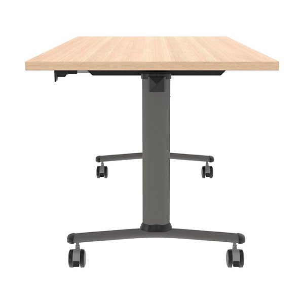 Table mobile rabattable - L.160 x P.80 cm - Plateau Chêne - Pieds Aluminium - 7