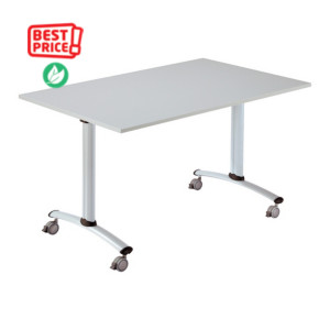 Table mobile rabattable - L.160 x P.80 cm - Plateau Gris - Pieds Aluminium
