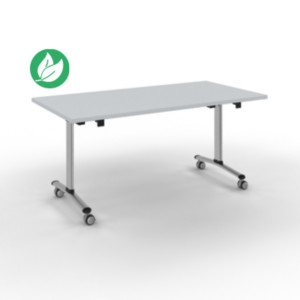 Table mobile rabattable - L.160 x P.80 cm - Plateau Gris - Pieds Aluminium