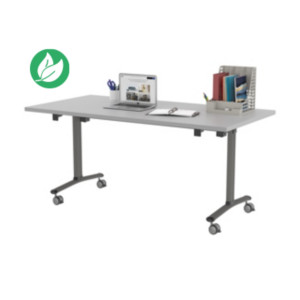 Table mobile rabattable - L.160 x P.80 cm - Plateau Gris - Pieds Aluminium Table mobile rabattable - L.160 x P.80 cm - Plateau Gris - Pieds Aluminium