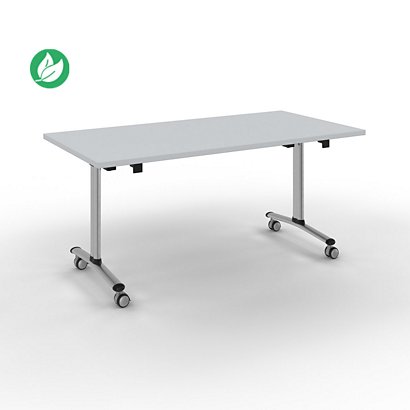 Table mobile rabattable - L.160 x P.80 cm - Plateau Gris - Pieds Aluminium - 1