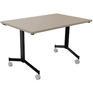 Table mobile rabattable Eureka - L.120 x P.80 cm - Plateau Argile - Pieds Noir
