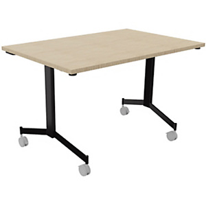 Table mobile rabattable Eureka - L.120 x P.80 cm - Plateau Chêne - Pieds Noir