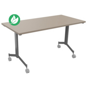 Table mobile rabattable Eureka - L.140 x P.70 cm - Plateau Argile - Pieds Aluminium Table mobile rabattable Eureka - L.140 x P.70 cm - Plateau Argile - Pieds Aluminium