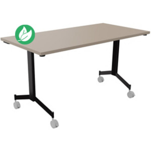 Table mobile rabattable Eureka - L.140 x P.70 cm - Plateau Argile - Pieds Noir Table mobile rabattable Eureka - L.140 x P.70 cm - Plateau Argile - Pieds Noir