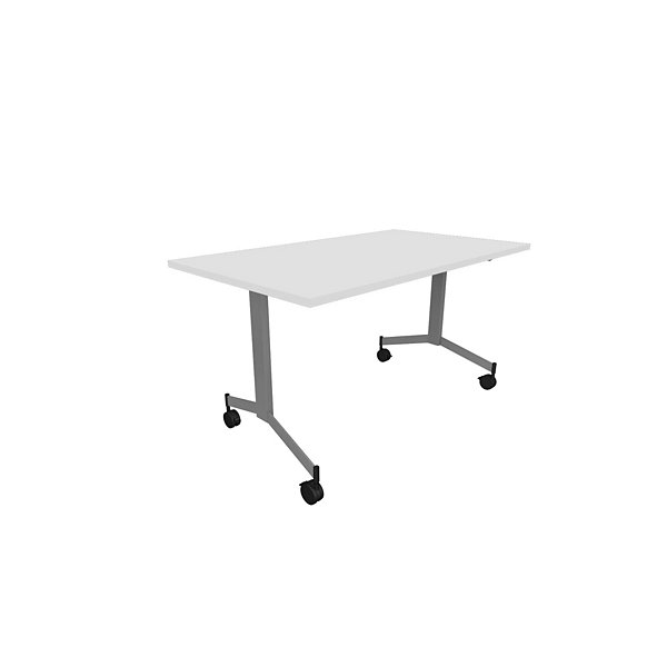 Table mobile rabattable Eureka - L.140 x P.70 cm - Plateau Blanc - Pieds Aluminium