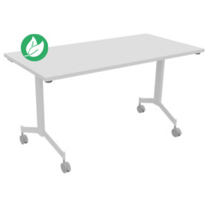 Table mobile rabattable Eureka - L.140 x P.70 cm - Plateau Blanc - Pieds Blanc Table mobile rabattable Eureka - L.140 x P.70 cm - Plateau Blanc - Pieds Blanc