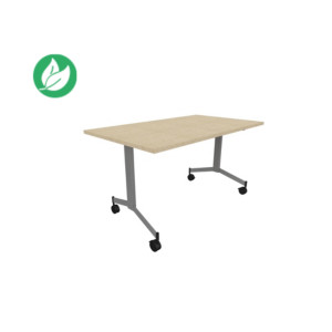 Table mobile rabattable Eureka - L.140 x P.70 cm - Plateau Chêne Nebraska - Pieds Aluminium Table mobile rabattable Eureka - L.140 x P.70 cm - Plateau Chêne Nebraska - Pieds Aluminium
