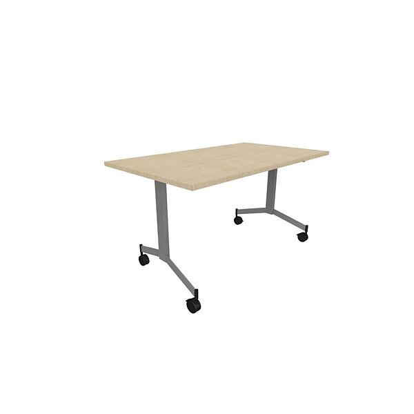 Table mobile rabattable Eureka - L.140 x P.70 cm - Plateau Chêne Nebraska - Pieds Aluminium