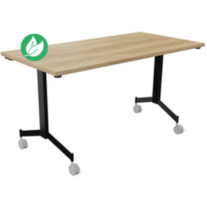 Table mobile rabattable Eureka - L.140 x P.70 cm - Plateau Chêne Nebraska - Pieds Noir Table mobile rabattable Eureka - L.140 x P.70 cm - Plateau Chêne Nebraska - Pieds Noir