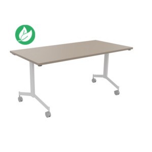 Table mobile rabattable Eureka - L.160 x P.80 cm - Plateau Argile - Pieds Blanc Table mobile rabattable Eureka - L.160 x P.80 cm - Plateau Argile - Pieds Blanc