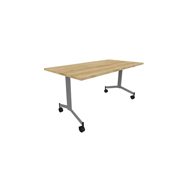 Table mobile rabattable Eureka - L.160 x P.80 cm - Plateau Chêne Nebraska - Pieds Aluminium