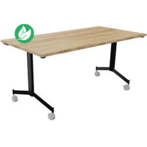 Table mobile rabattable Eureka - L.160 x P.80 cm - Plateau Chêne Nebraska - Pieds Noir Table mobile rabattable Eureka - L.160 x P.80 cm - Plateau Chêne Nebraska - Pieds Noir