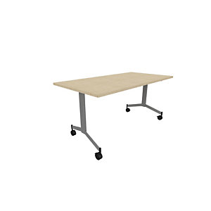 Table mobile rabattable Eureka - L.160 x P.80 cm - Plateau Chêne - Pieds Aluminium