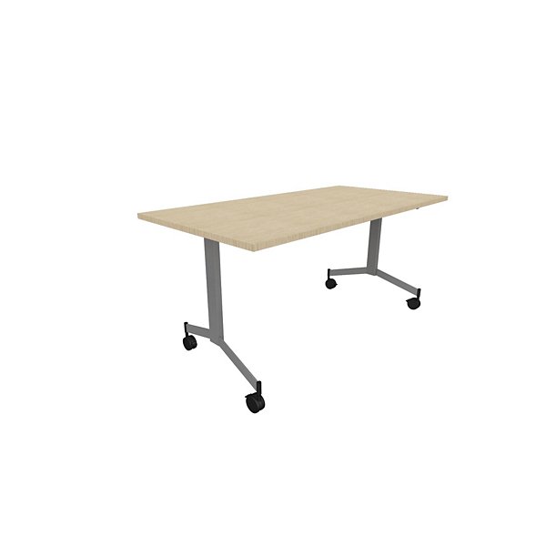 Table mobile rabattable Eureka - L.160 x P.80 cm - Plateau Chêne - Pieds Aluminium