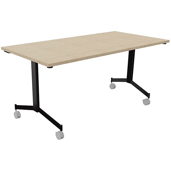 Table mobile rabattable Eureka - L.160 x P.80 cm - Plateau Chêne - Pieds Noir - 1
