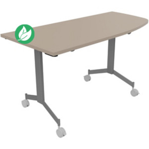 Table mobile rabattable Eureka angle arrondi à droite - L.150 x P.70 cm - Plateau Argile - Pieds Aluminium Table mobile rabattable Eureka angle arrondi à droite - L.150 x P.70 cm - Plateau Argile - Pieds Aluminium