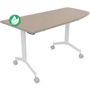 Table mobile rabattable Eureka angle arrondi à droite - L.150 x P.70 cm - Plateau Argile - Pieds Blanc Table mobile rabattable Eureka angle arrondi à droite - L.150 x P.70 cm - Plateau Argile - Pieds Blanc