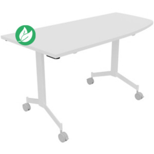 Table mobile rabattable Eureka angle arrondi à droite - L.150 x P.70 cm - Plateau Blanc - Pieds Blanc Table mobile rabattable Eureka angle arrondi à droite - L.150 x P.70 cm - Plateau Blanc - Pieds Blanc