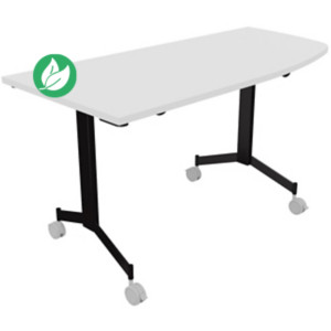 Table mobile rabattable Eureka angle arrondi à droite - L.150 x P.70 cm - Plateau Blanc - Pieds Noir Table mobile rabattable Eureka angle arrondi à droite - L.150 x P.70 cm - Plateau Blanc - Pieds Noir