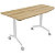 Table mobile rabattable Eureka angle arrondi à droite - L.150 x P.70 cm - Plateau Chêne Nebraska - Pieds Blanc - 1