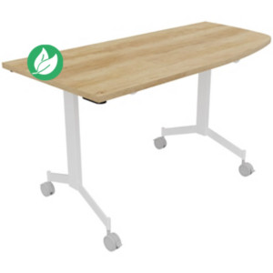 Table mobile rabattable Eureka angle arrondi à droite - L.150 x P.70 cm - Plateau Chêne Nebraska - Pieds Blanc Table mobile rabattable Eureka angle arrondi à droite - L.150 x P.70 cm - Plateau Chêne Nebraska - Pieds Blanc