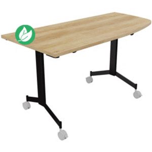 Table mobile rabattable Eureka angle arrondi à droite - L.150 x P.70 cm - Plateau Chêne Nebraska - Pieds Noir Table mobile rabattable Eureka angle arrondi à droite - L.150 x P.70 cm - Plateau Chêne Nebraska - Pieds Noir
