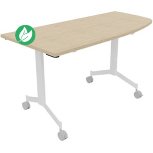Table mobile rabattable Eureka angle arrondi à droite - L.150 x P.70 cm - Plateau Chêne - Pieds Blanc Table mobile rabattable Eureka angle arrondi à droite - L.150 x P.70 cm - Plateau Chêne - Pieds Blanc