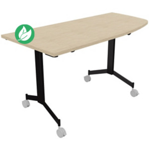 Table mobile rabattable Eureka angle arrondi à droite - L.150 x P.70 cm - Plateau Chêne - Pieds Noir Table mobile rabattable Eureka angle arrondi à droite - L.150 x P.70 cm - Plateau Chêne - Pieds Noir