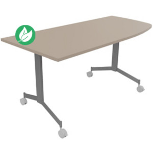 Table mobile rabattable Eureka angle arrondi à droite - L.170 x P.80 cm - Plateau Argile - Pieds Aluminium Table mobile rabattable Eureka angle arrondi à droite - L.170 x P.80 cm - Plateau Argile - Pieds Aluminium