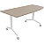 Table mobile rabattable Eureka angle arrondi à droite - L.170 x P.80 cm - Plateau Argile - Pieds Blanc - 1